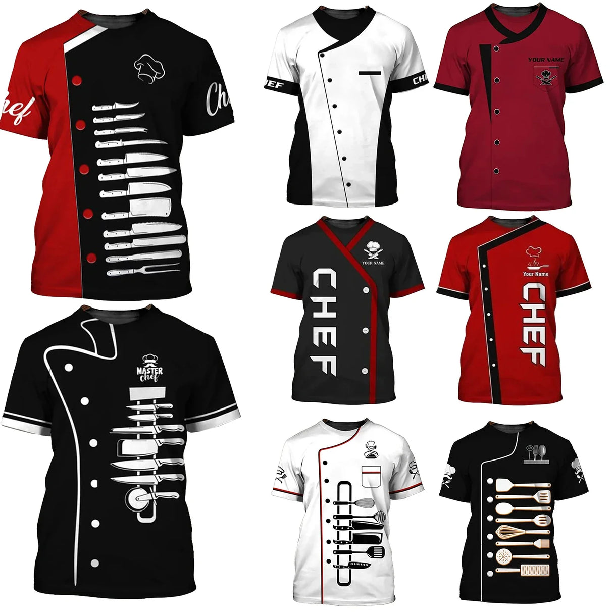 Unisex Restaurant Kitchen Chef Uniform Shirt Women Men