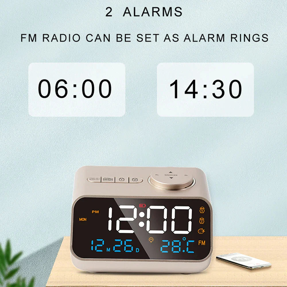 Mordern FM Radio LED Alarm Clock for Bedside