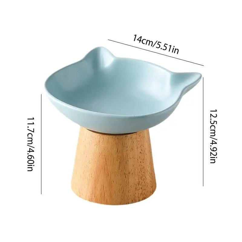 Raised Cat Food Dish Porcelain Feeder Dish With