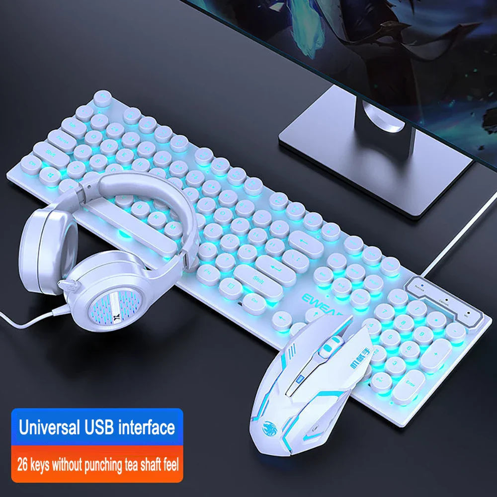 Three-piece Set Punk Gaming Keyboard and Mouse Earphone