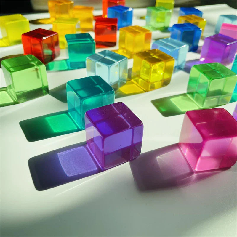 Acrylic Cubes Rainbow Gem Blocks Transparent Stacking Toys