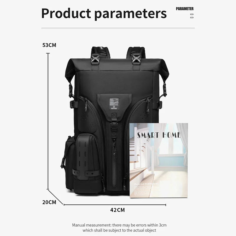 Ozuko Waterproof Tactical Backpack Outdoor Fashion Men's Multifunctional 15.6" Lapt Backpack Large Capacity Travel Tennis Bag