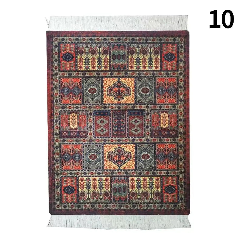 Persian Mini Woven Rug Mat Mousepad with Fring