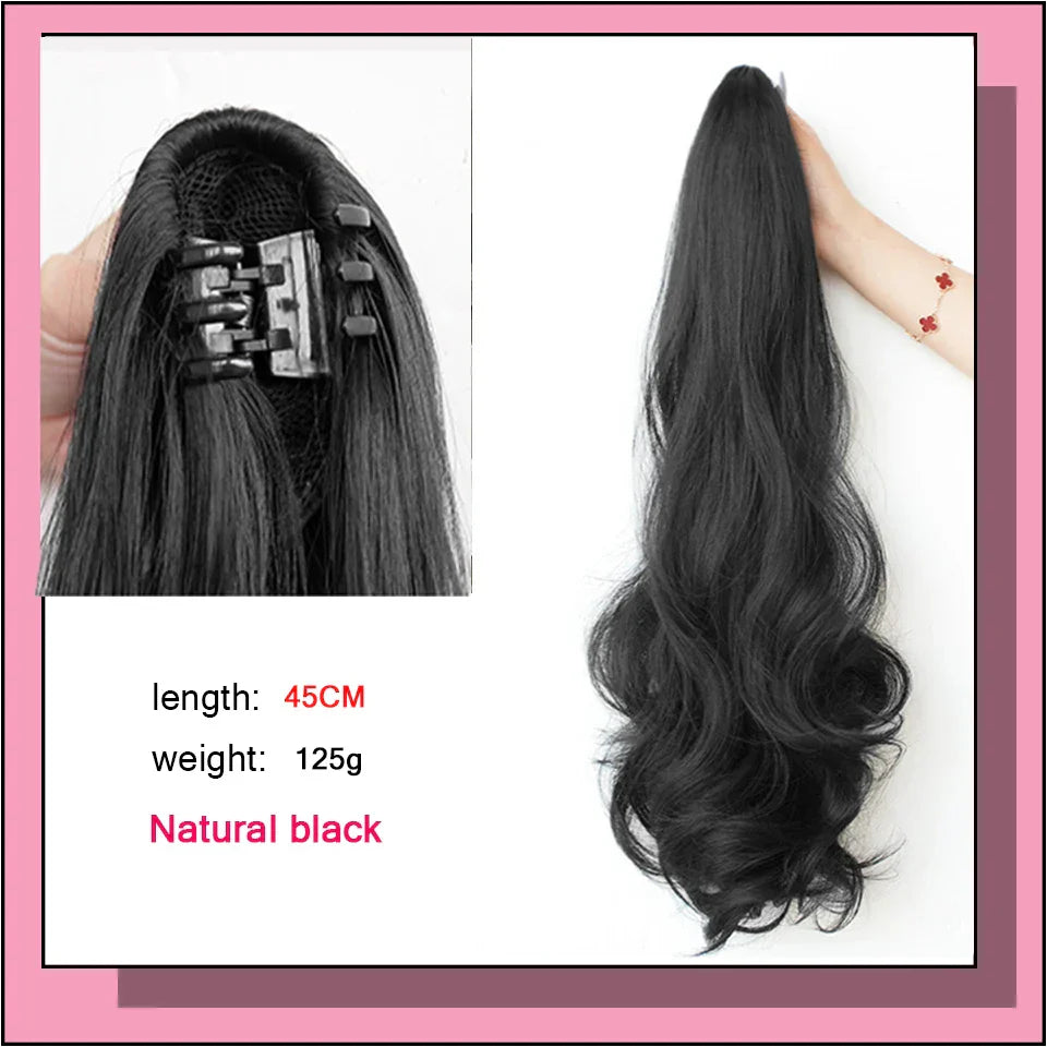 AS Long Wavy Straight Claw Clip On Ponytail