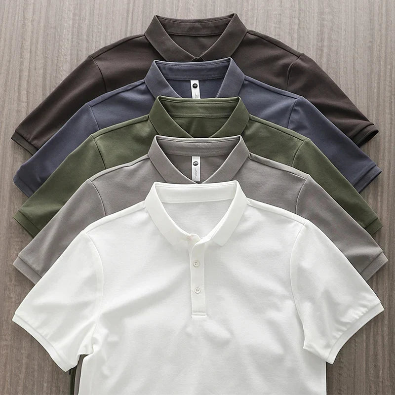 Dukeen Solid Color Polo Shirts for Men Short-Sleeved
