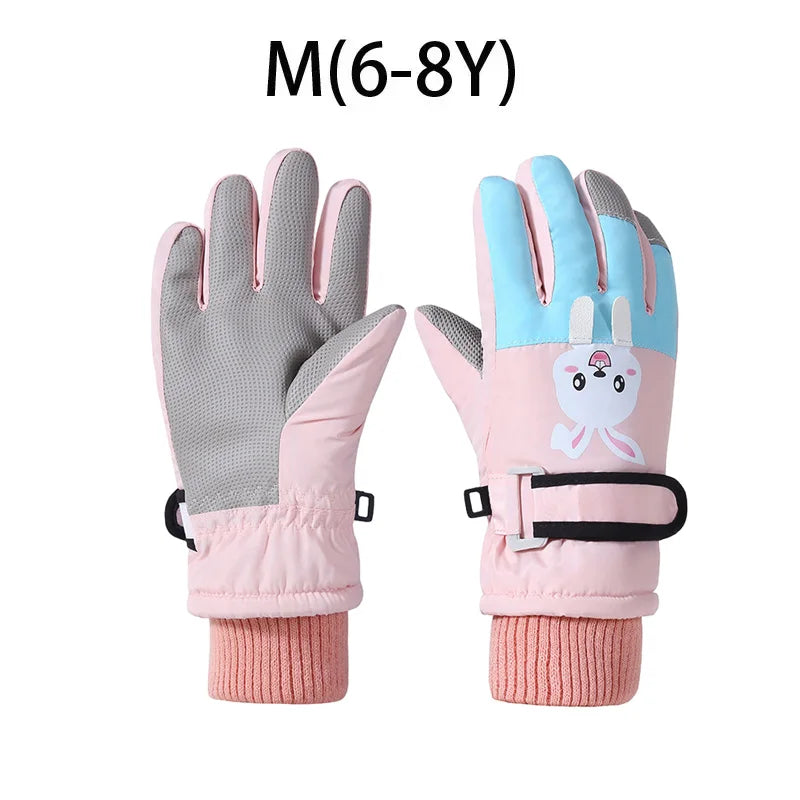 Cartoon Kids Gloves Thickened Warm Winter Ski FiveFinger