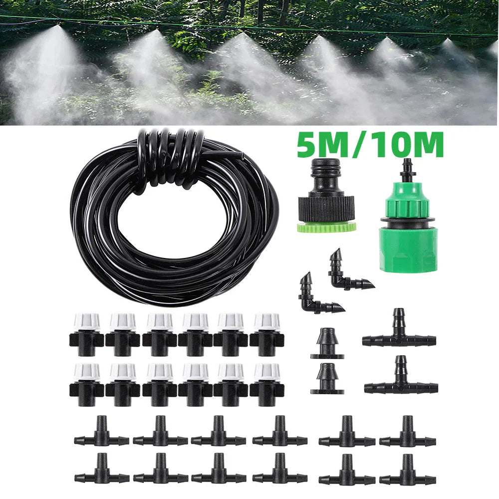 5M/10M Fog Nozzles Irrigation Kit Garden Hose Automatic