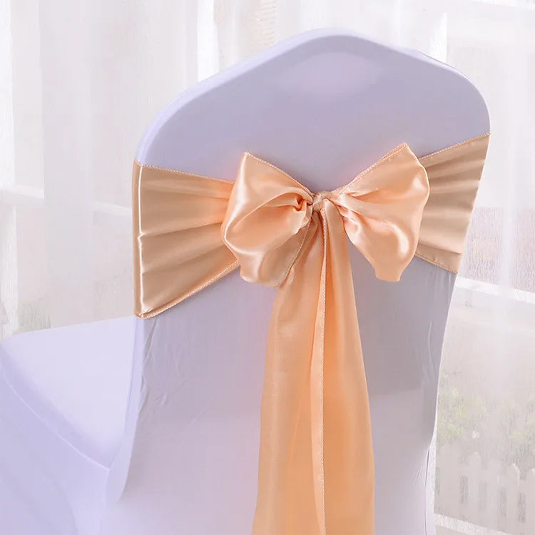 10/50/100pcs Satin Chair Bow Sashes Wedding Chair Knots
