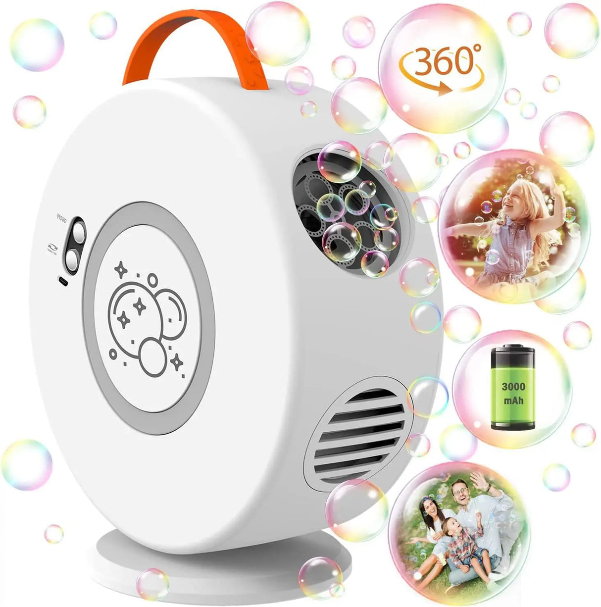 Bubble Machine Toy For Kids Automatic Bubble Blower Rechargeable 360° Rotatable Electric Portable Outdoor Wedding Party Gift
