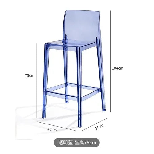 Nordic Acrylic Transparent Bar Chairs Modern Backrest Household