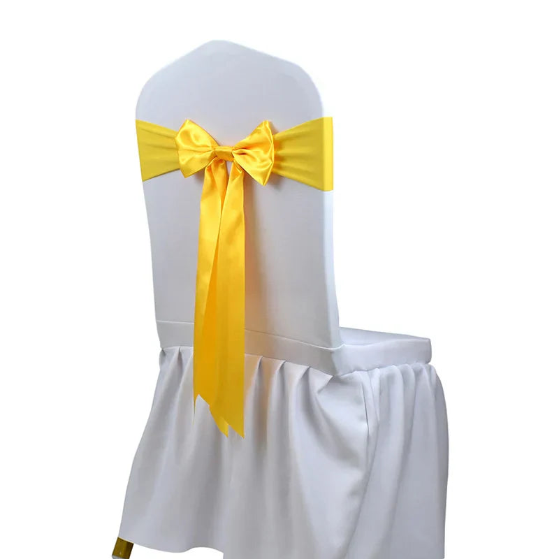 10pcs/50pcs Satin Spandex Chair Bow Band Ribbon Chair