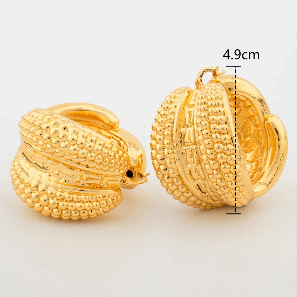 African Luxury 18K Gold Plated Earrings Dubai Hoop