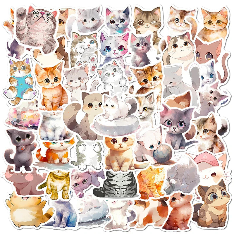 103064PCS Kawaii Winter Yellow Cat Sticky Graffiti Sticker