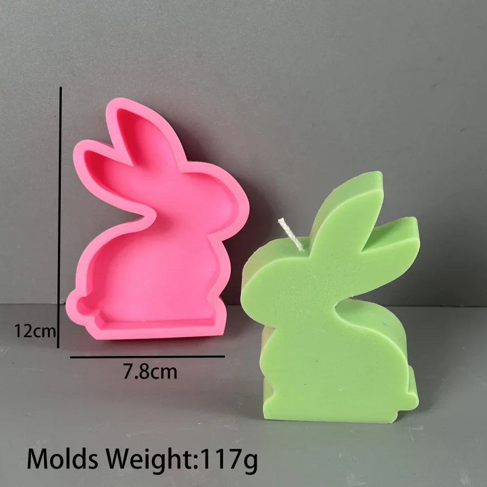 Cute Squatting Rabbit Silicone Mold 3D Animal Candle