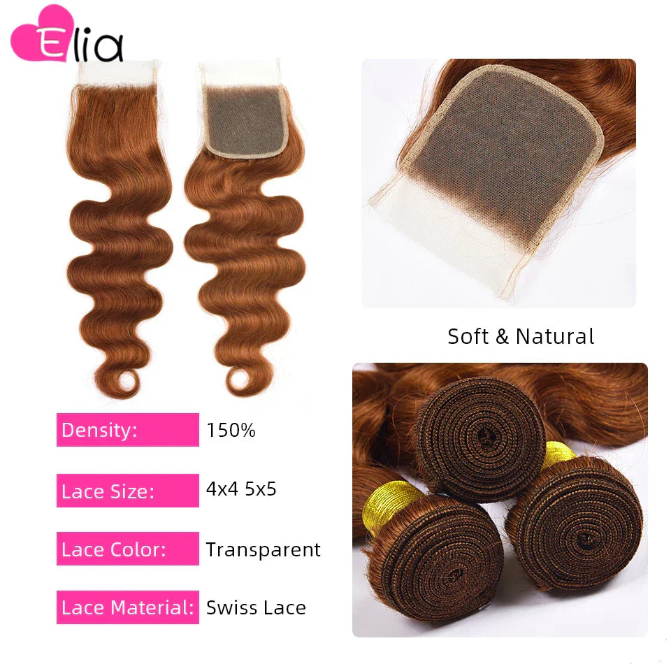 Ginger Bundles with Closure Human Hair Wig Bundles
