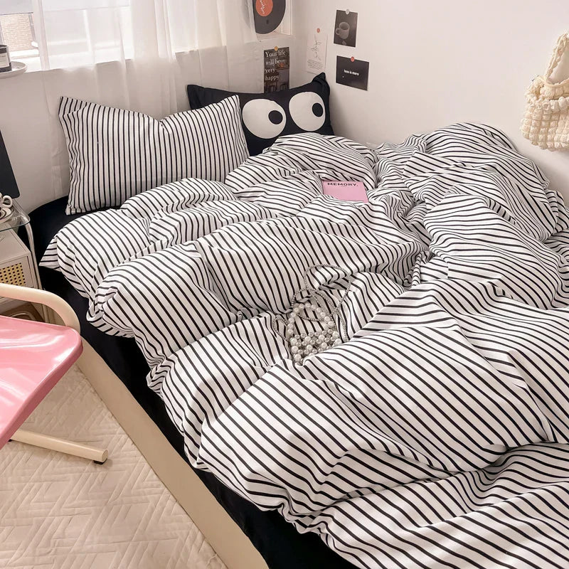 Nordic Sling Bed 150 Bedding Sets Stripes Duvet