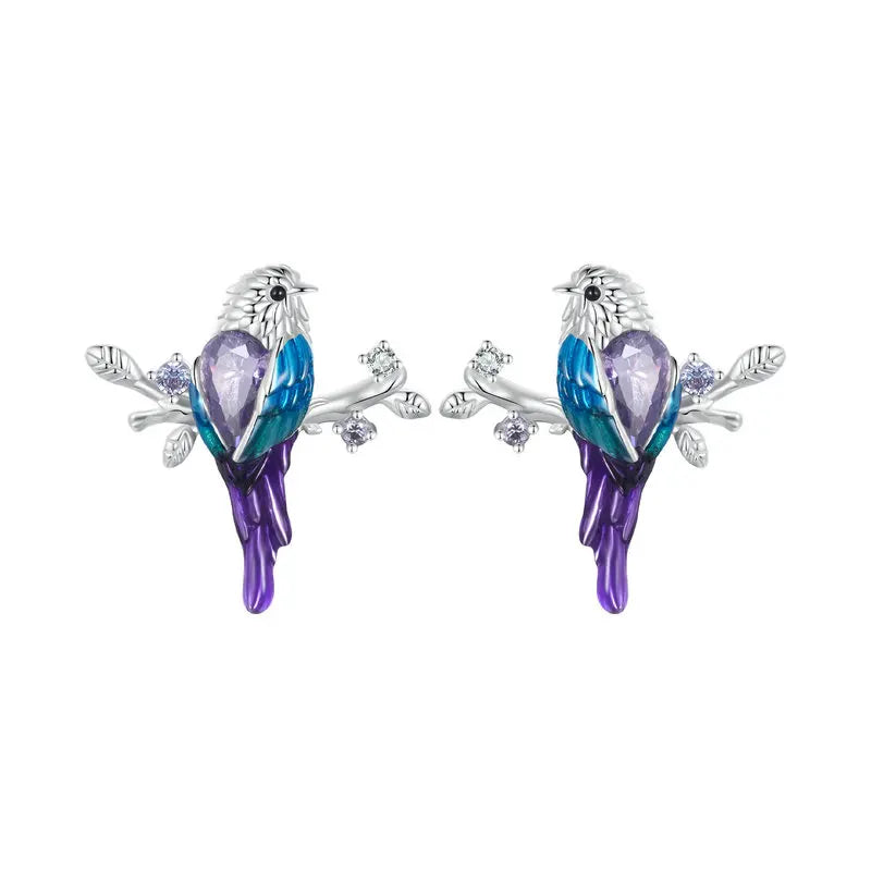 Bamoer 925 Sterling Silver Green Dragonfly Stud Earrings