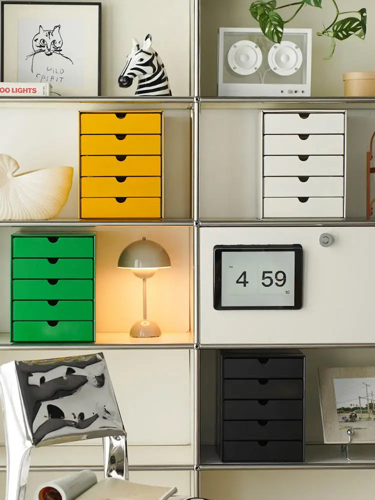 Modern, Minimalist, Light Luxury,Multi-layer metal mini drawer cabinet desktop file storage cabinet shelving