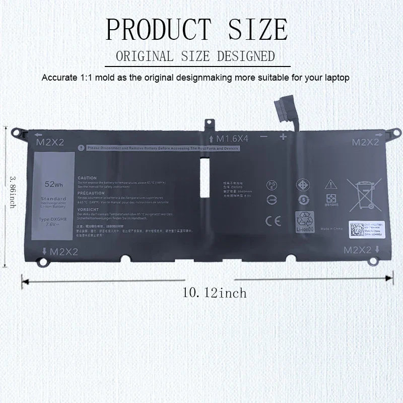 DXGH8 Laptop Battery For Dell XPS 13 9380