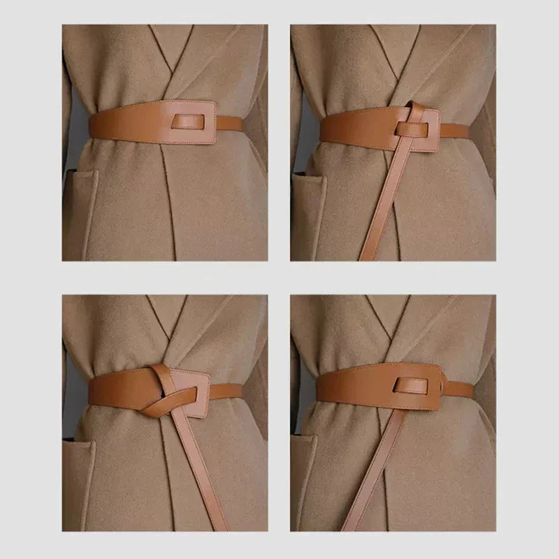 PU Designer Belts for Women High Quality Knot