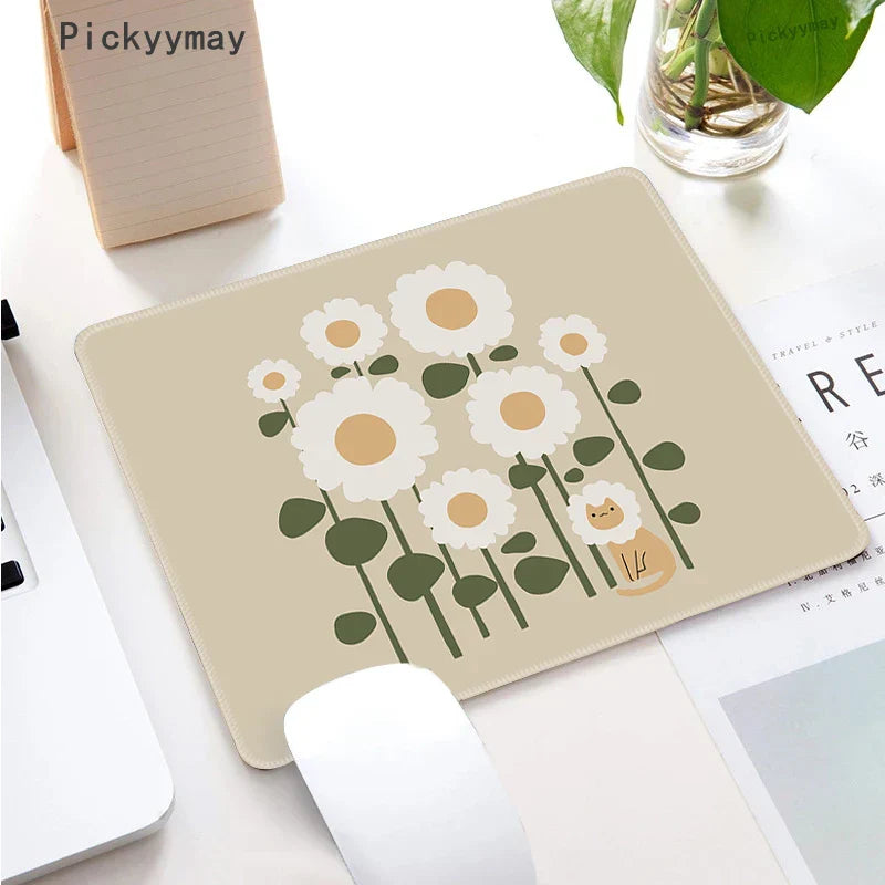 Small Mouse Pad Green Cute Flower Mousepad Kawaii