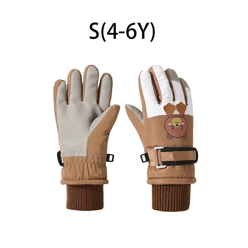 Cartoon Kids Gloves Thickened Warm Winter Ski FiveFinger