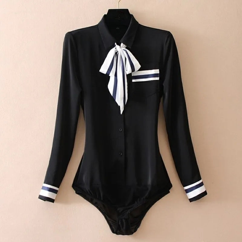2023 Elegant Printing Bodysuits For Women Bow Tie