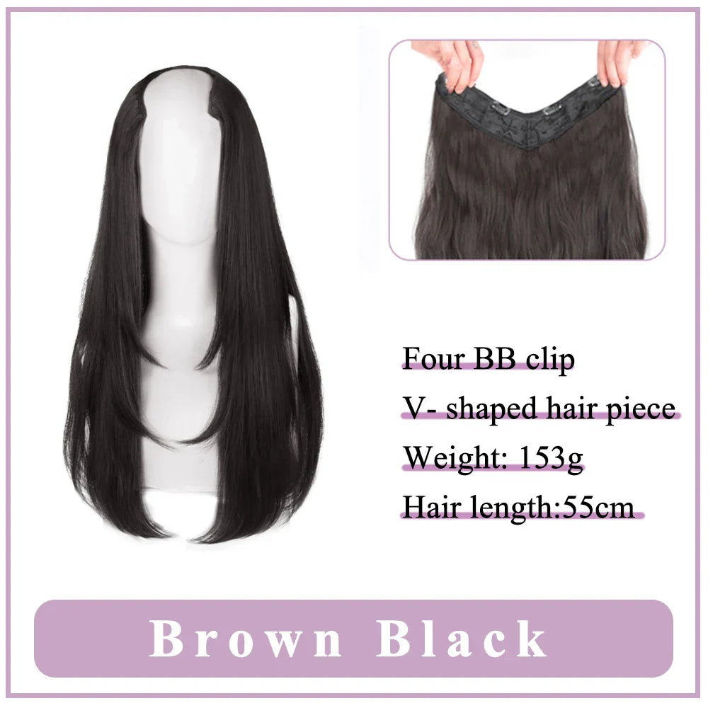 WEILAI Women's V-Shaped Long Hair Extension Synthetic Wig