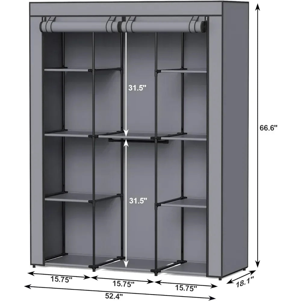 Portable Closet, Wardrobe Closet with 10 Storage Shelves