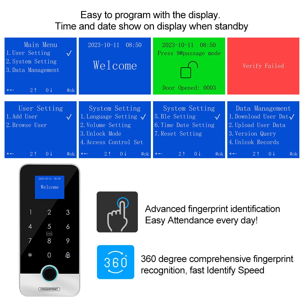 Waterproof Bluetooth Tuya APP Fingerprint Access Controller Standalone