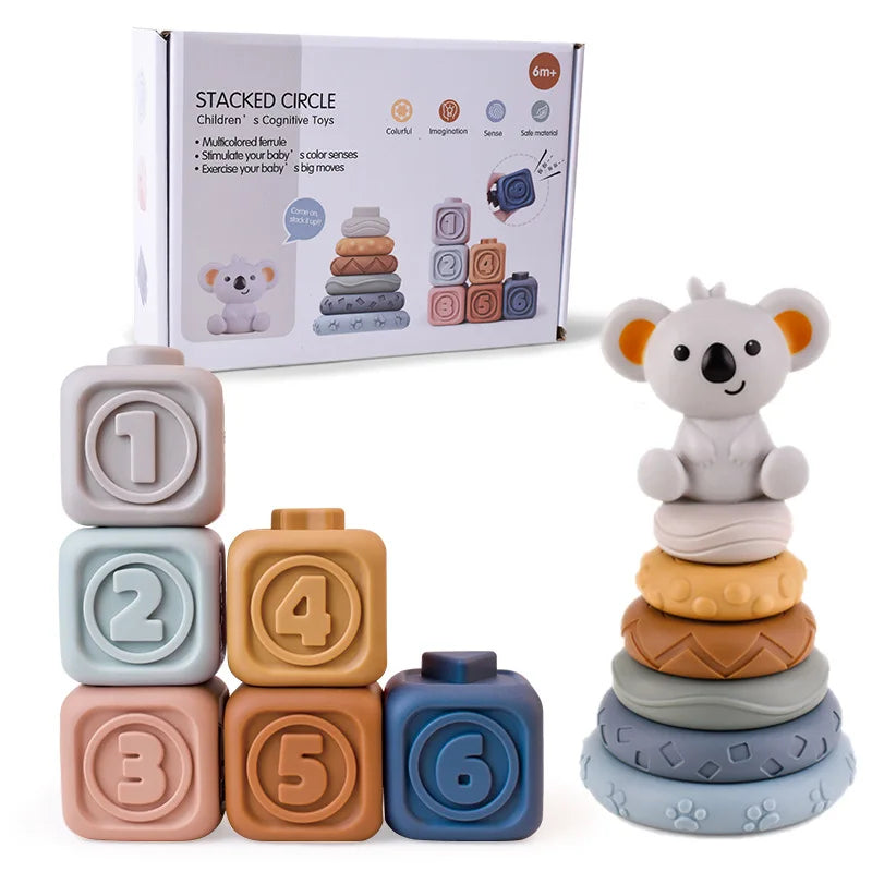 Block Toy Soft Silicone Soft Cubes Stacking Tower