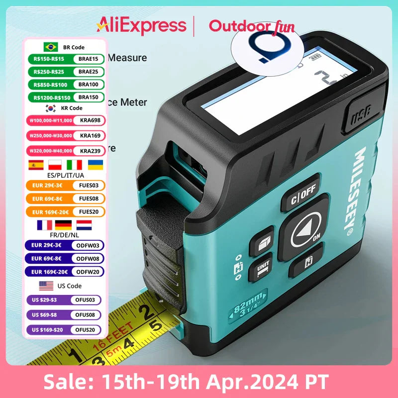 Mileseey Portable Laser Distance Meter Laser Rangefinder high-precision