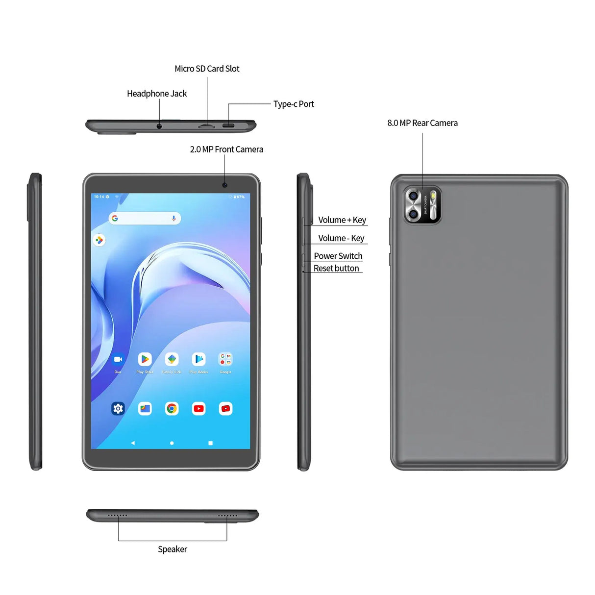 PRITOM 8 Inch Tablet Android 13, 8GB(4+4 Expand)