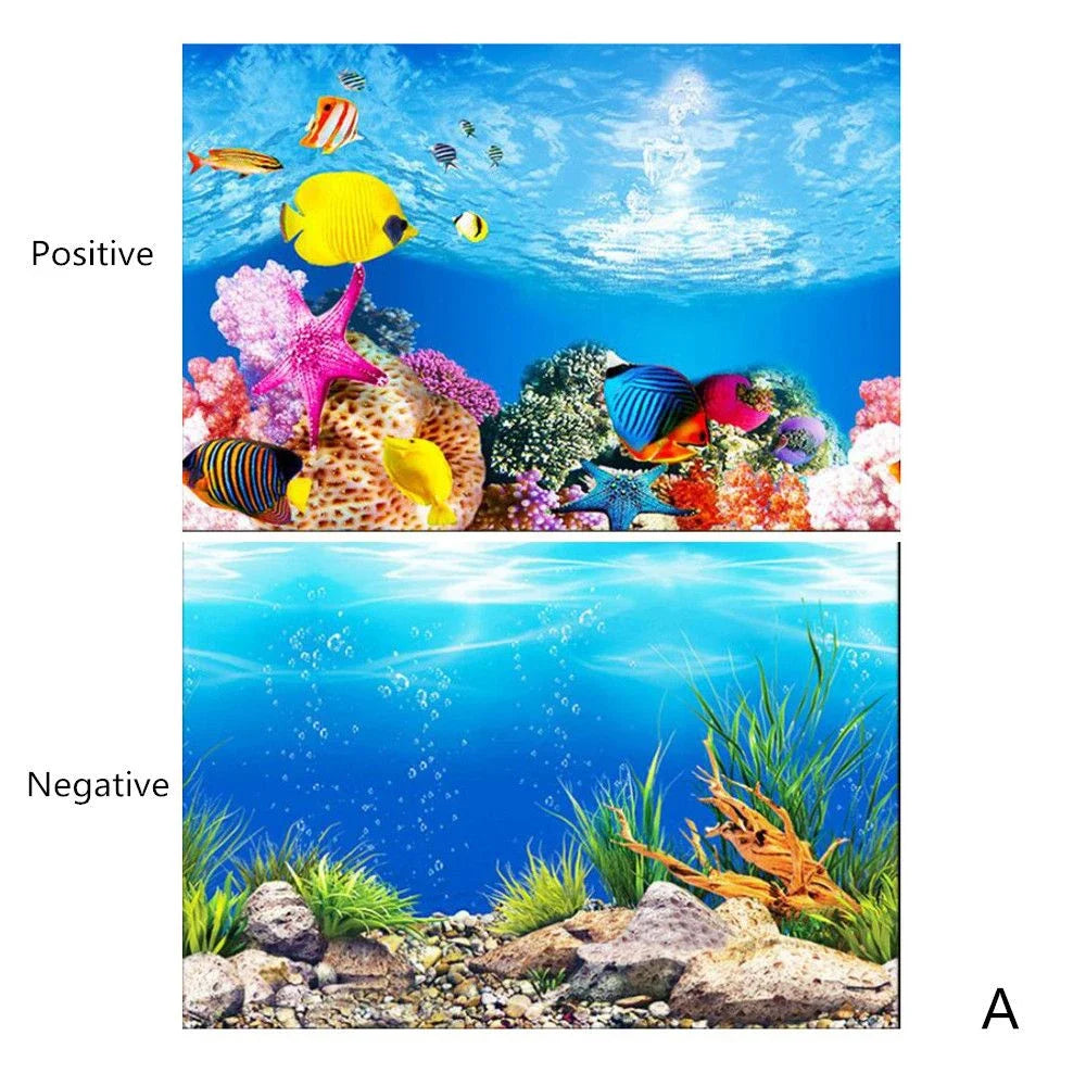 Double-sided Aquarium Landscape Sticker Poster Fish Tank 3D