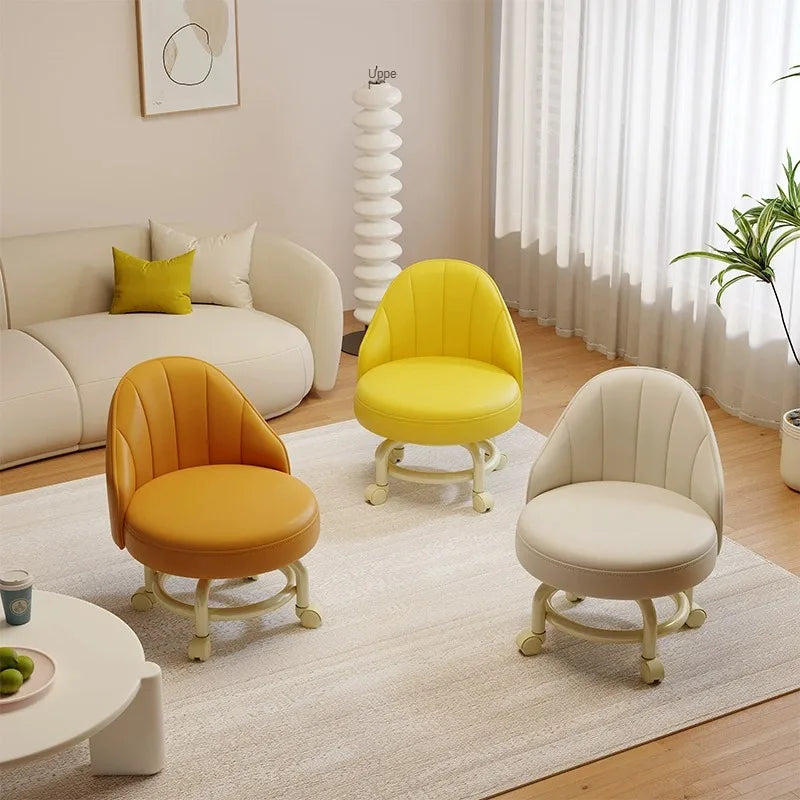 Household stool with wheel pulley low stool door