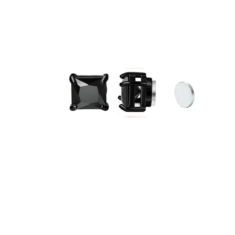 Stainless Steel Magnetic Stud Earrings Men Women Black