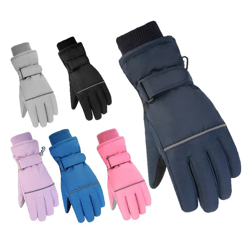 Waterproof Adult Kids Ski Gloves Thick Children Mittens