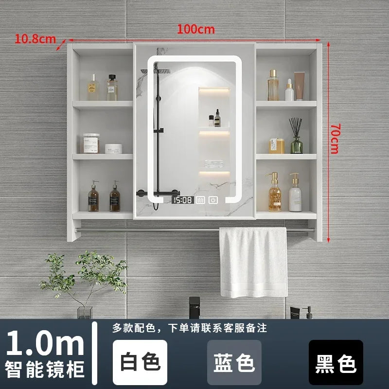 Italian Aluminum Alloy Smart Bathroom Mirror Cabinets Luxury