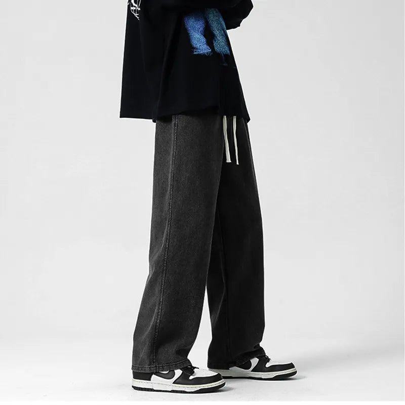 New Men's Jeans Denim Blue Denim Pants Long