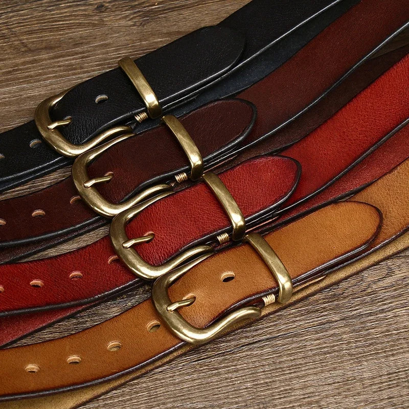 3.8CM Pure Cowhide Genuine Leather for Men High