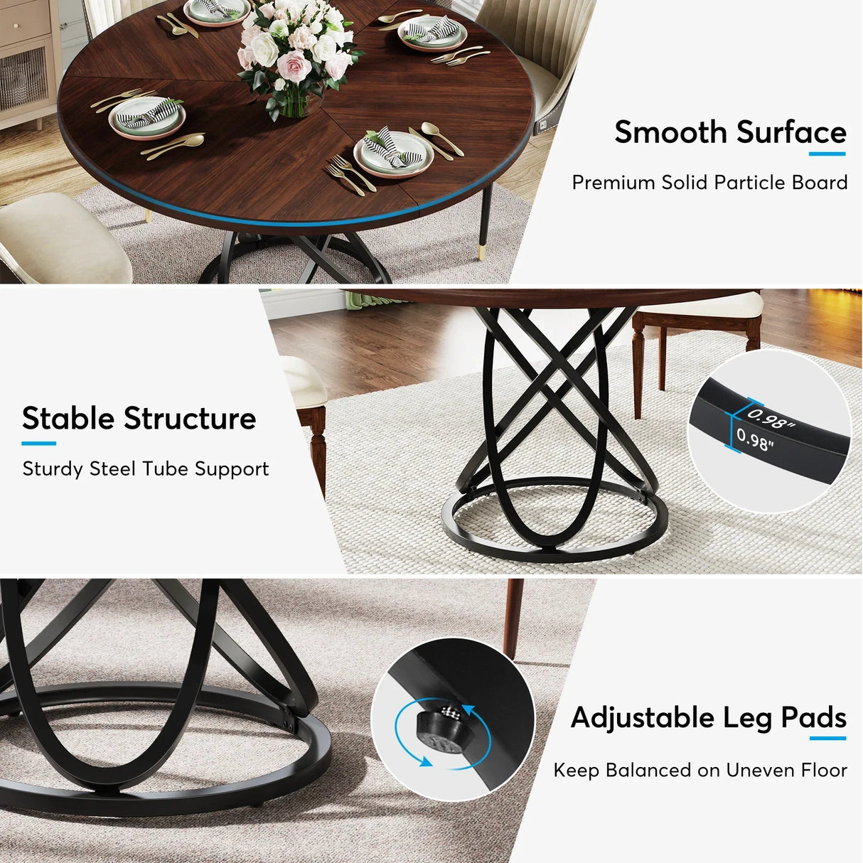 Tribesigns Round Dining Table for 4, 47 Inch
