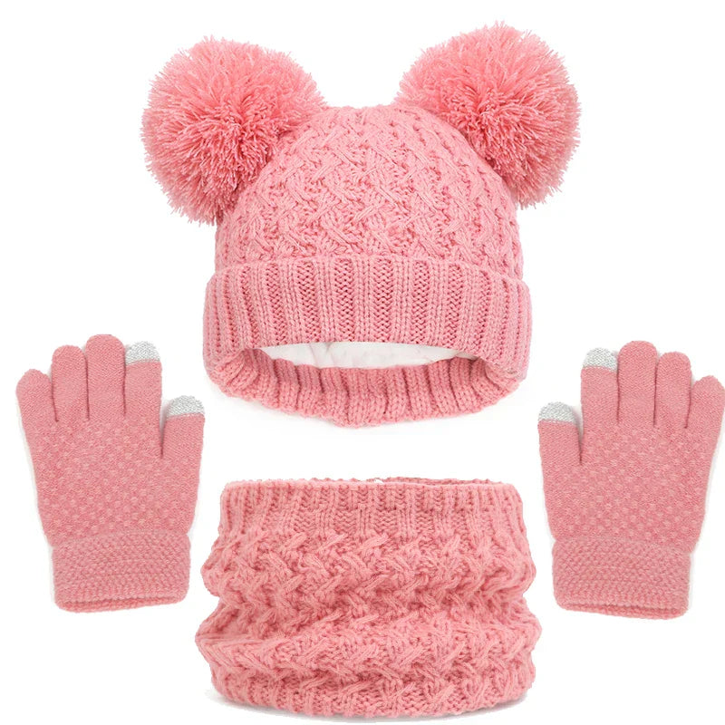 Imitation Cashmere Winter Baby Hat Gloves Scarf Set
