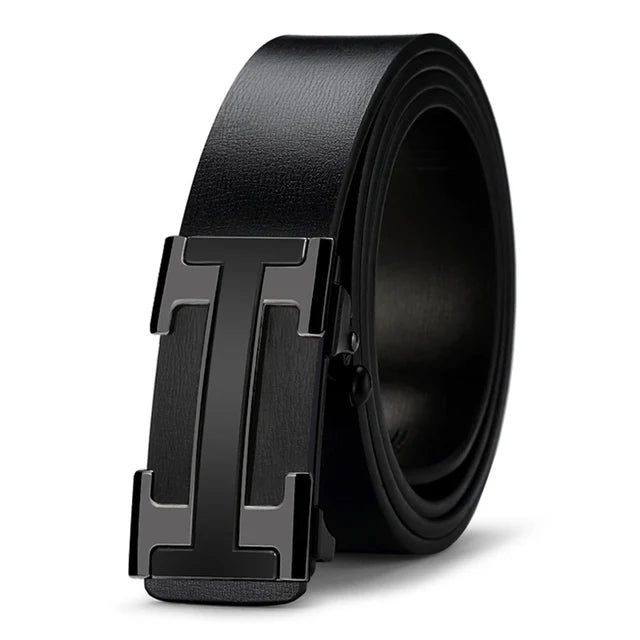 3.4cm Wide Automatic Metal Buckle Belt For Men