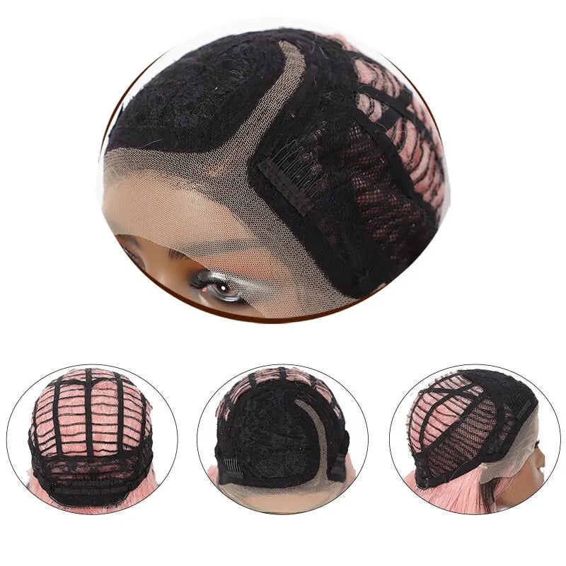 kalyss Synthetic Lace Front Wigs for Women Pink
