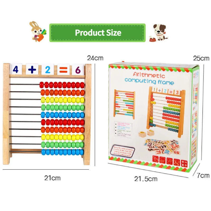 Classic Wooden Educational Counting Toy 100 Beads Preschool