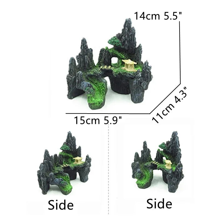 Large Resin Aquarium Fish Tank Mountain View Oranment
