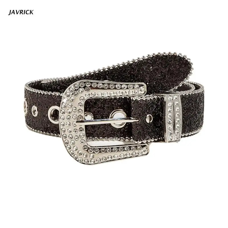 M2EA Goth for rhinestone Belts Women PU Leather