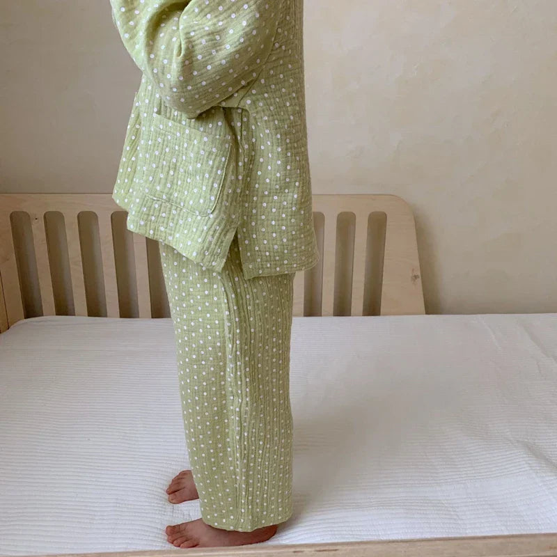 Kids Clothes Girls Loungewear Spring Cotton Yarn Polka