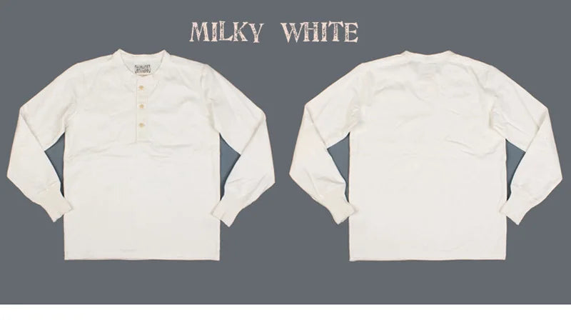Bronson 350g Heavyweight L/S Henley Shirt Vintage Plain