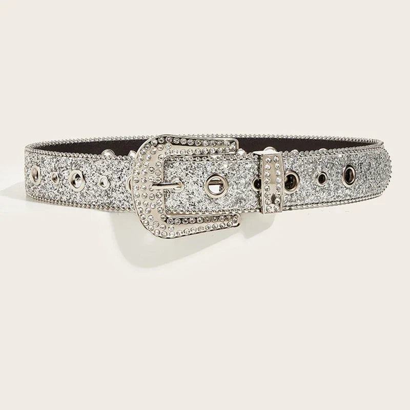 M2EA Goth for rhinestone Belts Women PU Leather